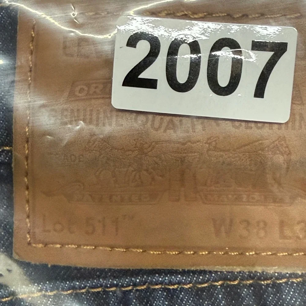 Levi's 511‎ Slim Fit Jeans Mens 38x32 Dark Wash Indigo Denim Premium 511 Big E